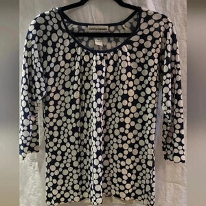 Kathy Daniels 3/4 Sleeve Polka-dot Lightweight Sweater Size S.